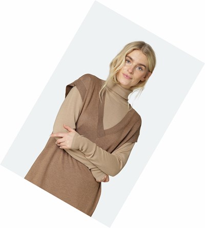 Women's Ilse Jacobsen Vest Dark Brown | ZX2845709